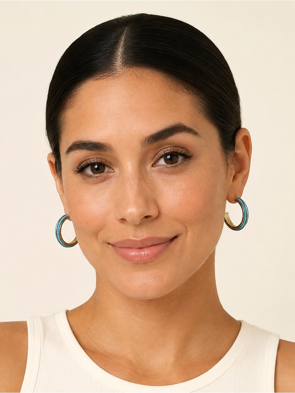 SUGARFIX BaubleBar Studded Hoop Earrings Light Blue Turquoise Beaded NWT